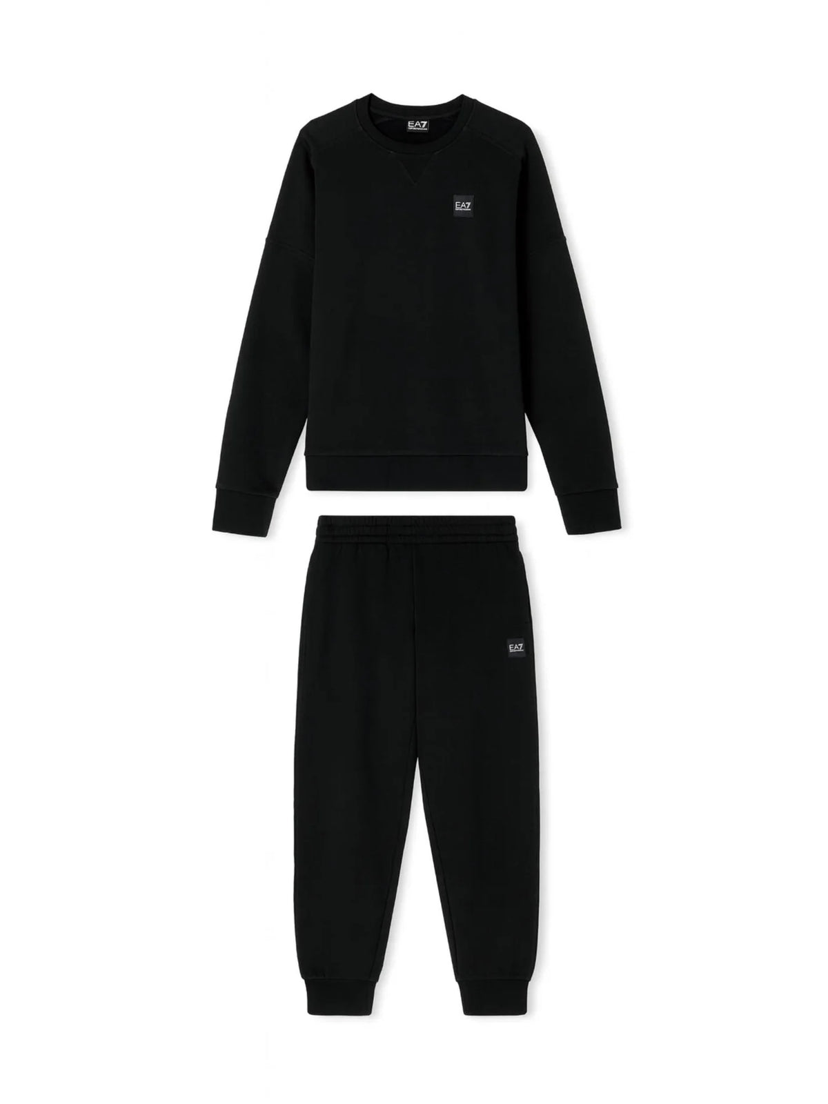 ARMANI Ea7 Tuta Completa Felpata Modern Fit Logo Retro Nero 25/26