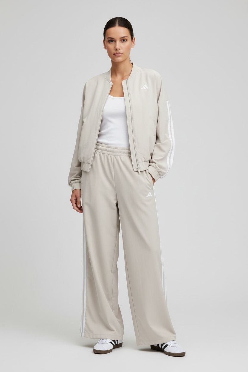 TUTA ADIDAS TRE STRISCE PANNA/BIANCO FODERATA DONNA