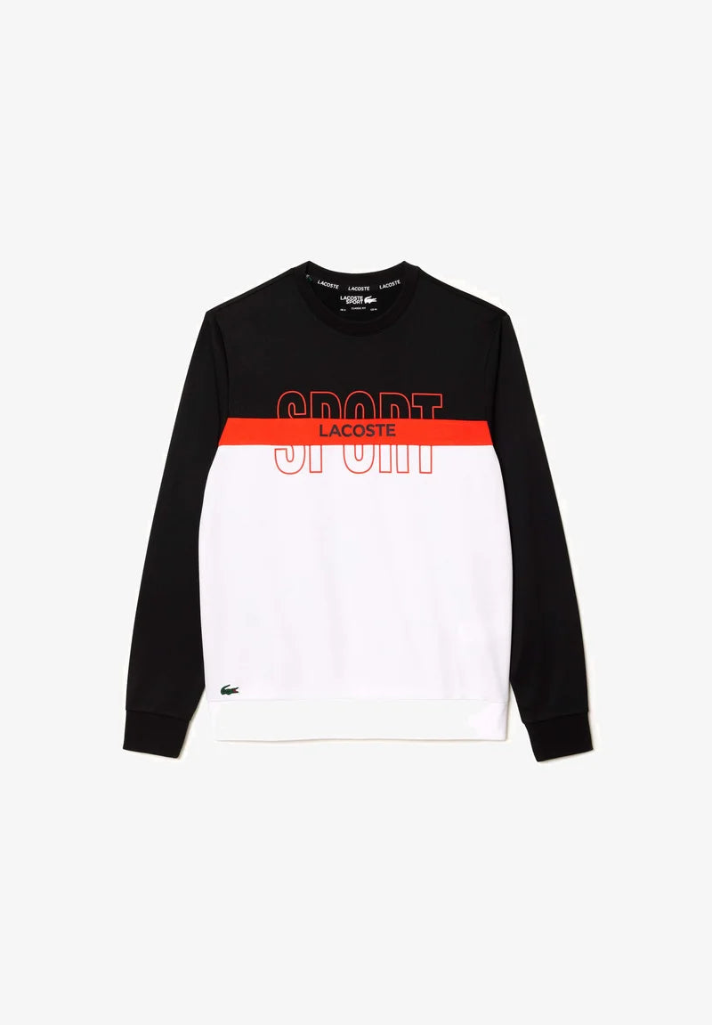 LACOSTE Felpa Girocollo Nera/Bianca/Arancione