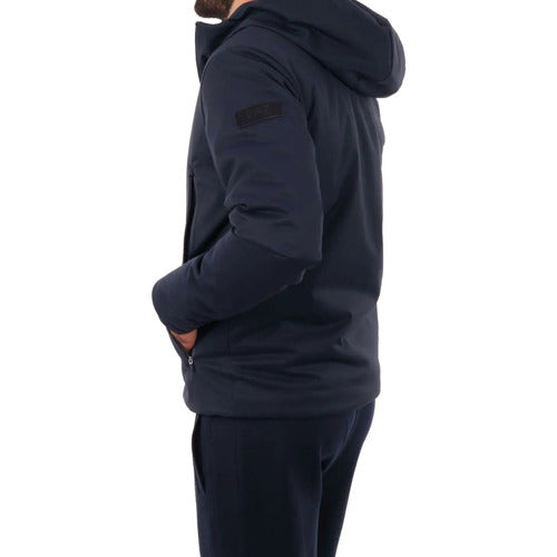 EMPORIO ARMANI GIUBBOTTO BLU PIUMINO EA7 CON CAPPUCCIO