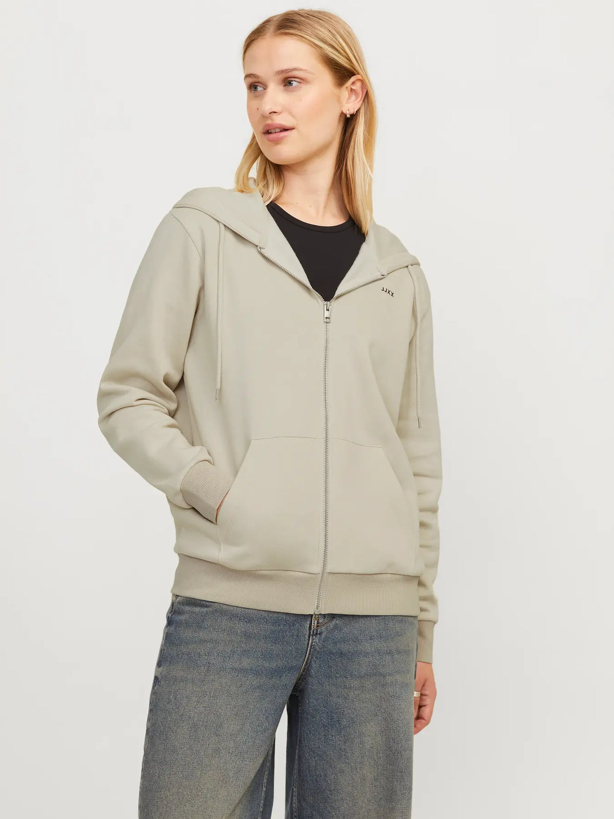 JJXX JXABBIE RLX BEIGE FELPA CON ZIP DONNA