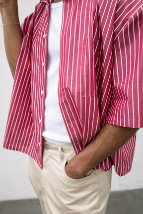 TOKYO Camicia a mezze maniche Crop A Righe Rossa