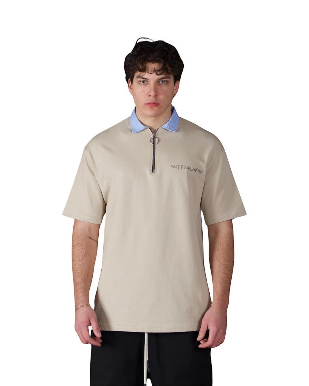 ASENSYO Polo In Cotone Con Colletto Camica Beige