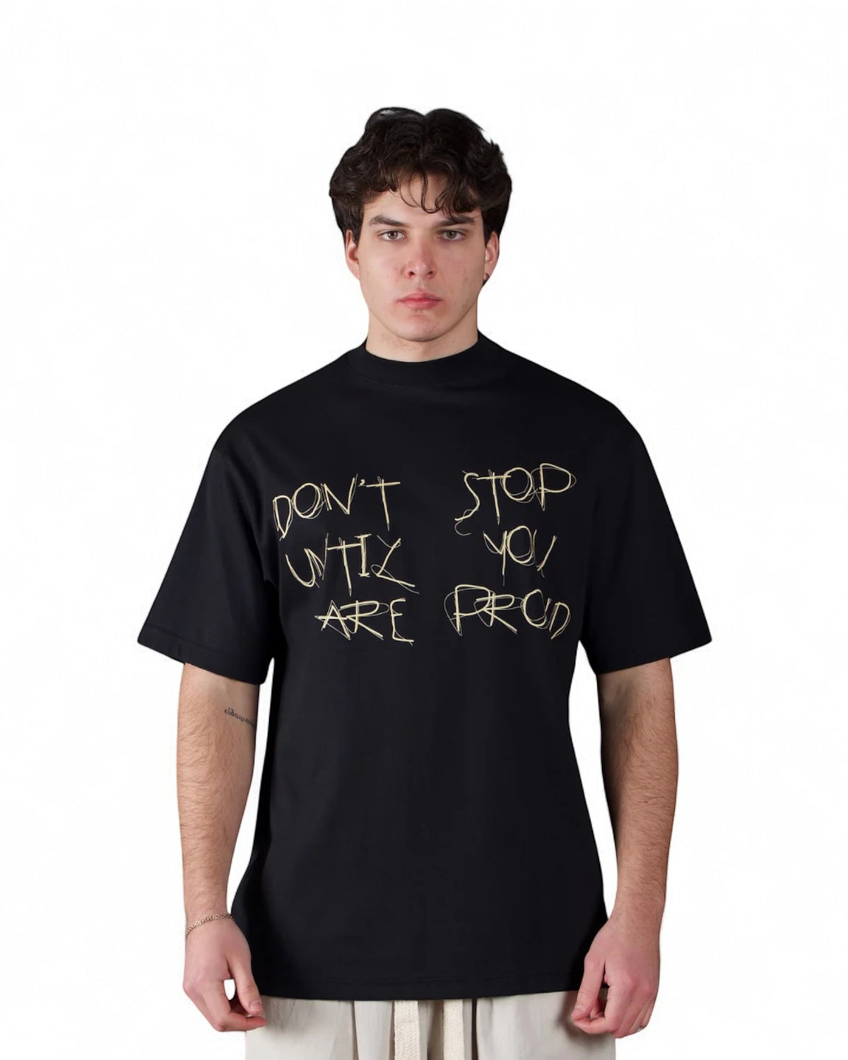 ASENSYO T-Shirt In Cotone Stampa Centrale Nera