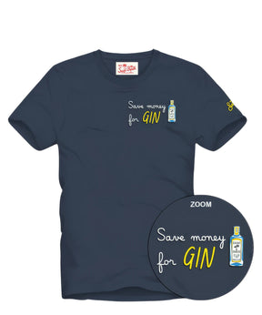SAINT BARTH T-shirt Portofino Save Money Gin Con Ricamo Blu