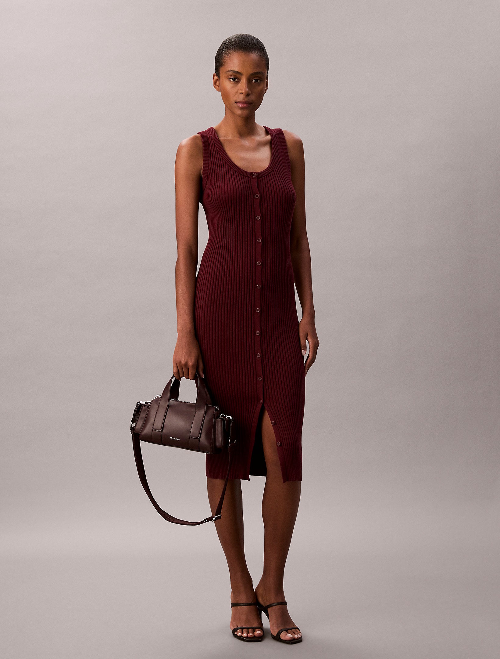 BORSA CALVIN KLEIN DONNA Borsa A Tracolla Trasformabile In Jacquard Bordeaux