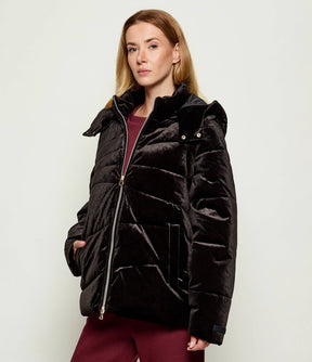 EMPORIO ARMANI DONNA GIUBBOTTO/SMANICATO EFFETTO CINIGLIA NERO