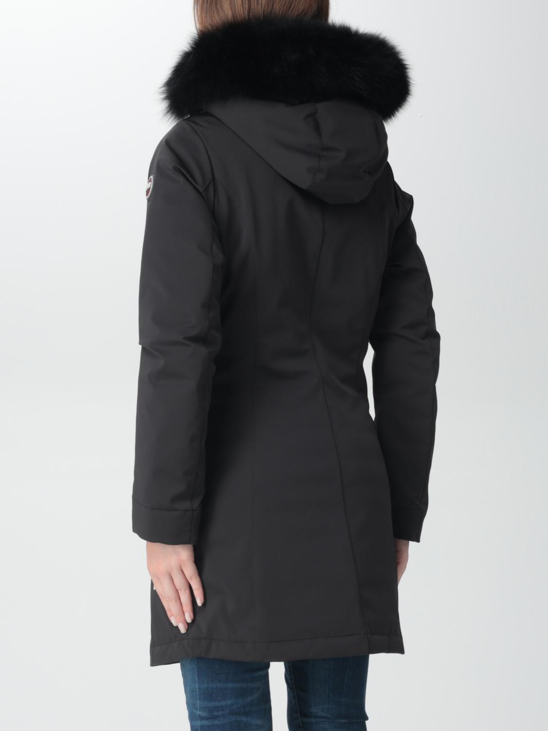 COLMAR DONNA GIUBBOTTO LUNGO LISCIO CON PELLICCIA NERO