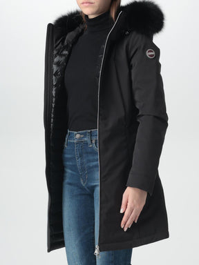 COLMAR DONNA GIUBBOTTO LUNGO LISCIO CON PELLICCIA NERO