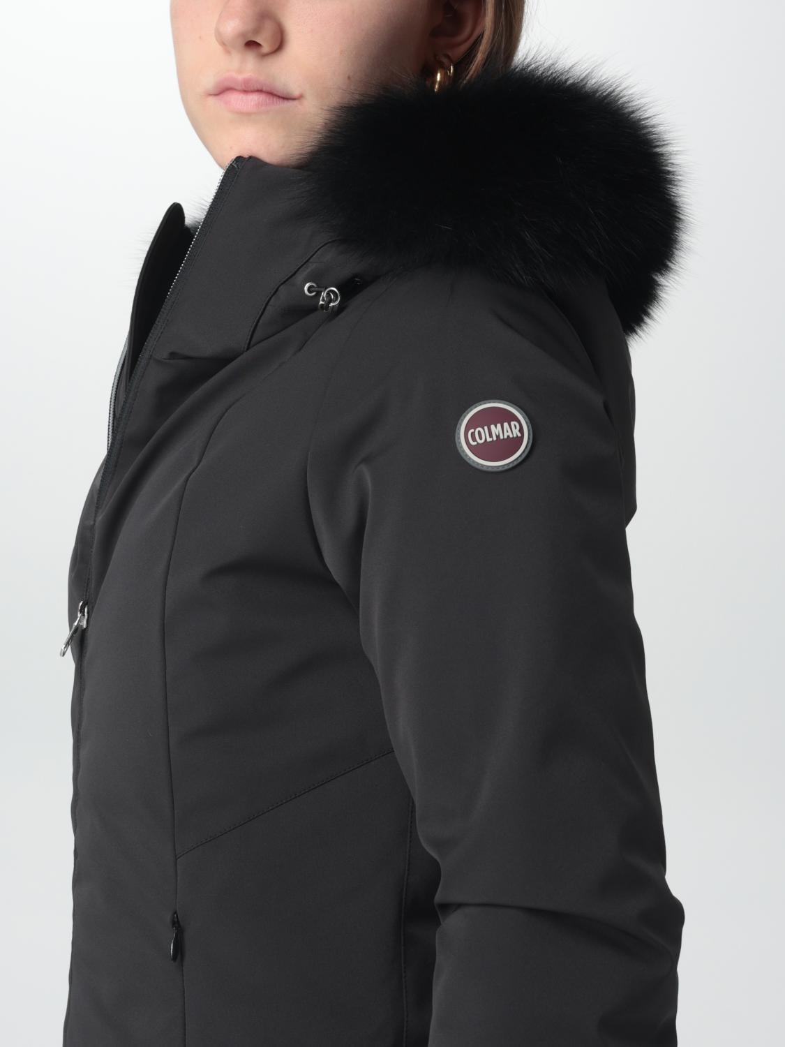 COLMAR DONNA GIUBBOTTO LUNGO LISCIO CON PELLICCIA NERO