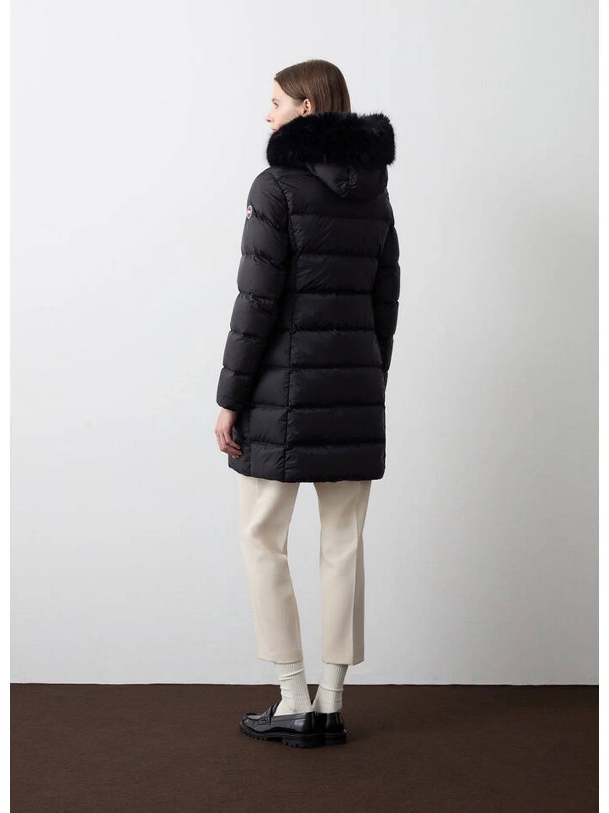 COLMAR DONNA GIUBBOTTO FASCIATO LUNGO CON PELLICCIA NERO