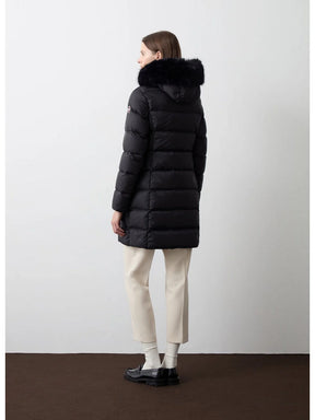 COLMAR DONNA GIUBBOTTO FASCIATO LUNGO CON PELLICCIA NERO