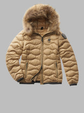BLAUER Giubbotto Donna Piumino Invernale Ondulato Oro con Pelliccia