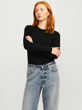 JJXX JXCELINE MAGLIETTA IN COTONE A MANICHE LUNGHE NERA DONNA