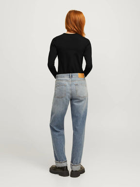 JJXX JXCELINE MAGLIETTA IN COTONE A MANICHE LUNGHE NERA DONNA