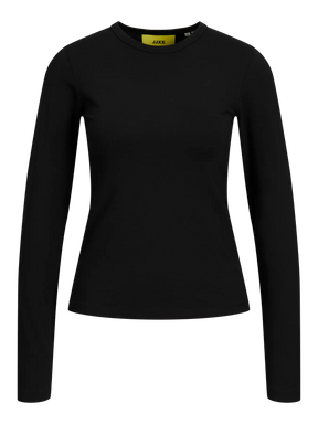 JJXX JXCELINE MAGLIETTA IN COTONE A MANICHE LUNGHE NERA DONNA