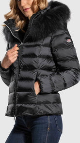 CANADIENS DONNA Giubbotto Corto Con pelliccia Nero