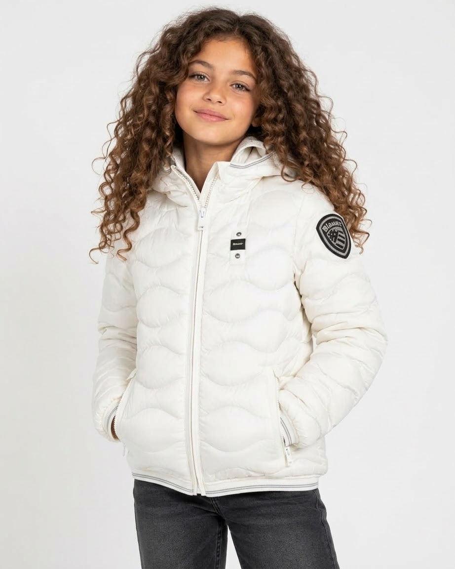 BLAUER Piumino Lowell Junior Con Logo Rimovibile Bambina Bianco