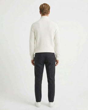 GIANNI LUPO Maglioncino Collo Alto Mezza Zip Panna