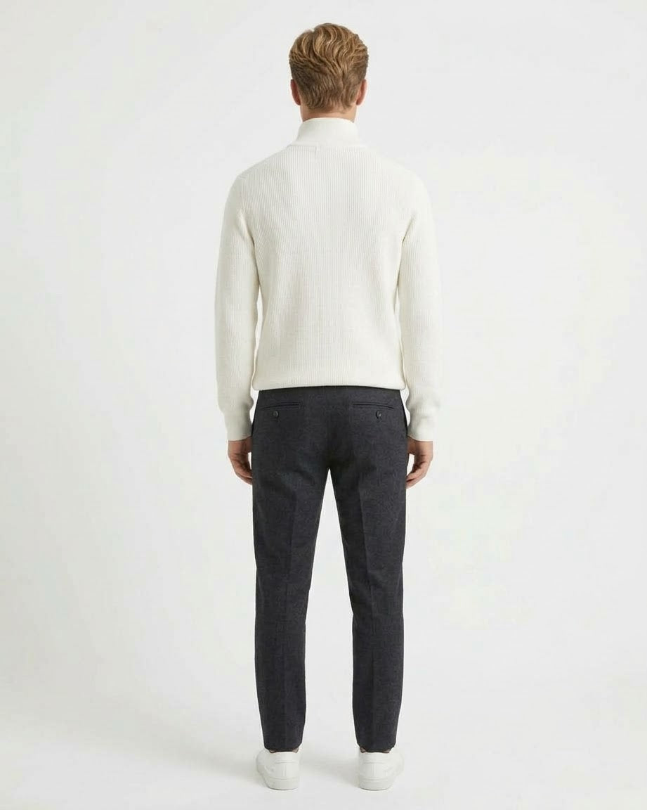 GIANNI LUPO Maglioncino Collo Alto Mezza Zip Panna