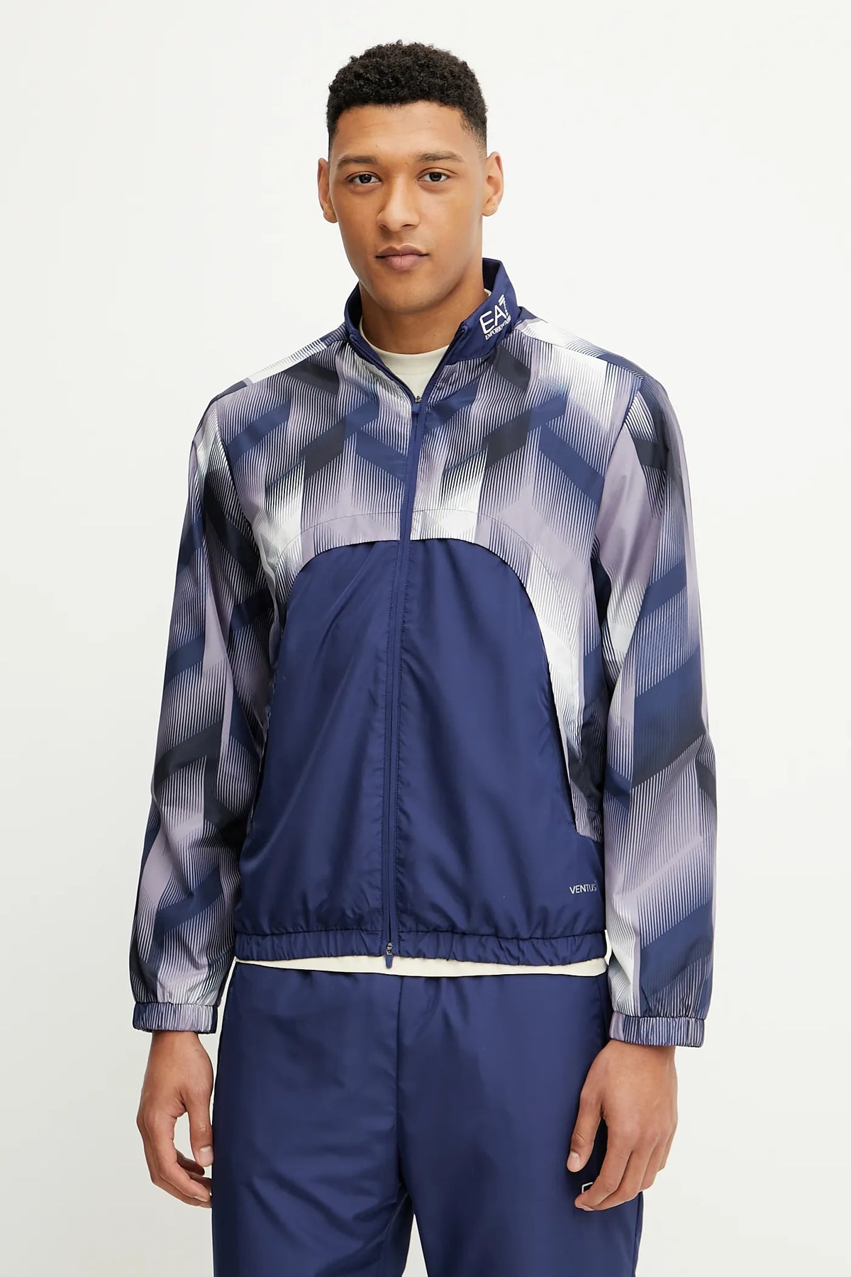 EMPORIO ARMANI Tuta Leggera In Microfibra Con Zip Viola e Blu
