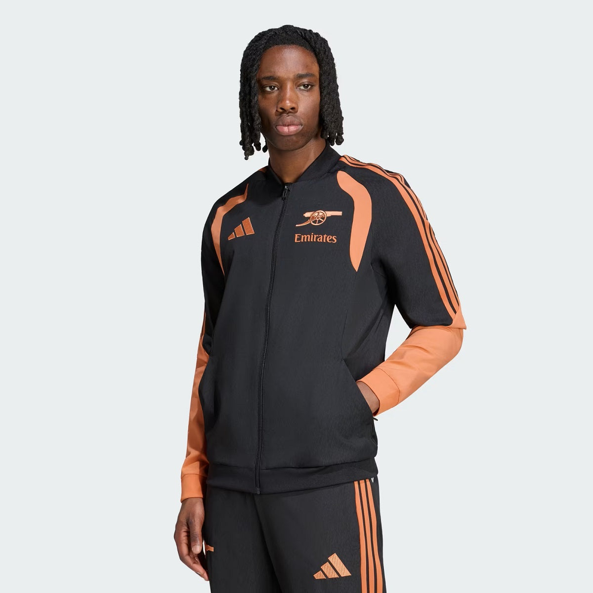 ADIDAS Tuta Completa Arsenal Con Zip Senza Cappuccio Microfibra Nero/Arancione