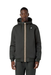 K-WAY Felpa Con Zip e Cappuccio Verde Militare