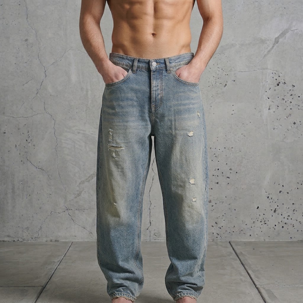 SOLDIER Jeans Baggy Made in Italy Denim Blu Sabbiato