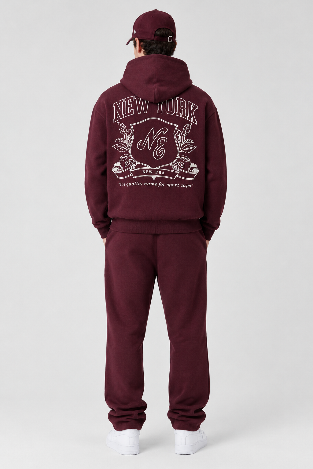 NEW ERA Tuta Completa Con Cappuccio Senza Zip Bordeaux/Bianco