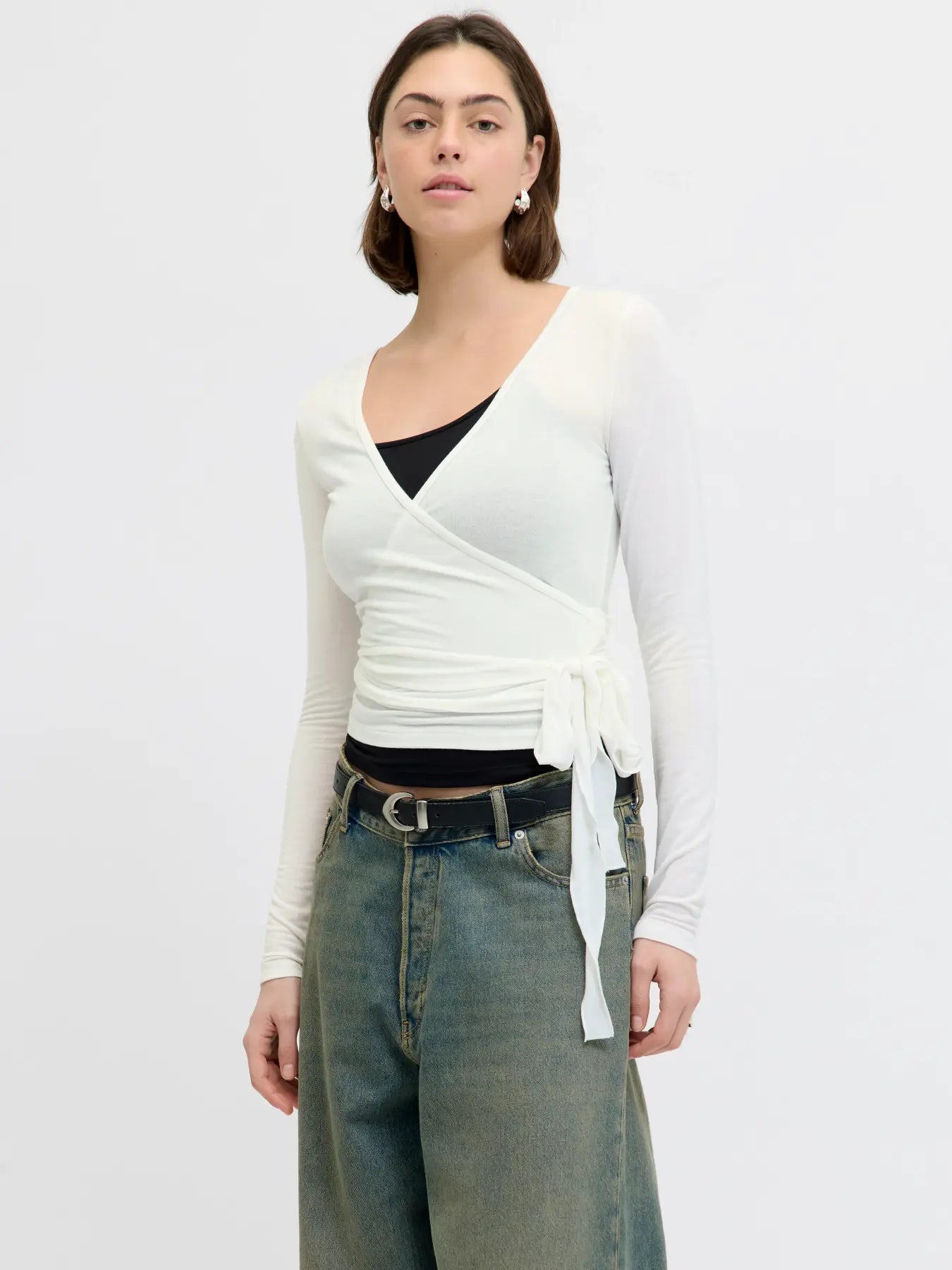 JJXX DONNA JXLUNA T-SHIRT BIANCA MANICHE LUNGHE DI COTONE  SS26