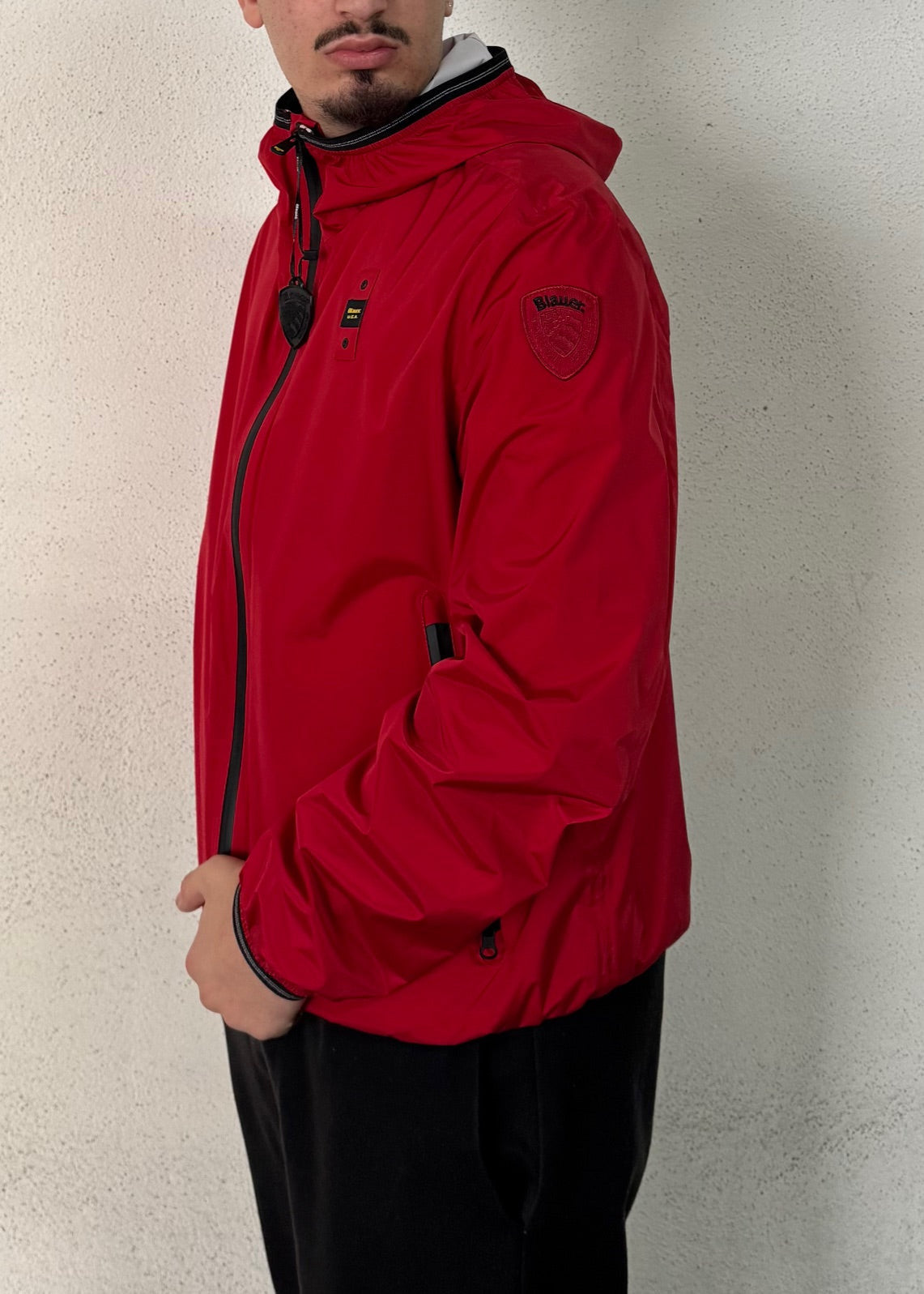 BLAUER Antivento Con Cappuccio Rosso