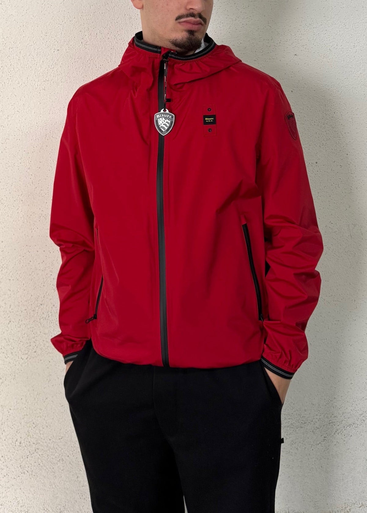 BLAUER Antivento Con Cappuccio Rosso