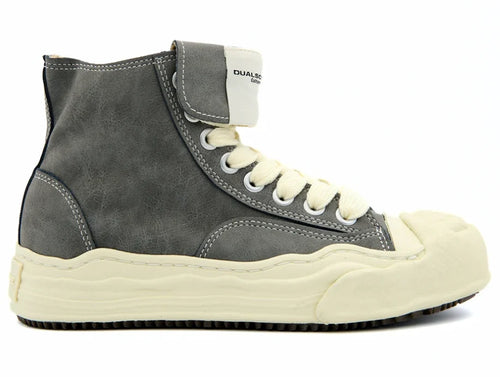 DUALSCAPE Sneakers In Pelle Collo Alto Grigio/Panna