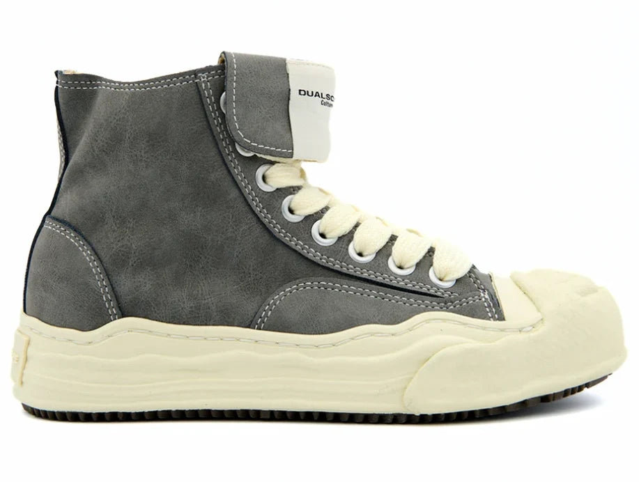DUALSCAPE Sneakers In Pelle Collo Alto Grigio/Panna