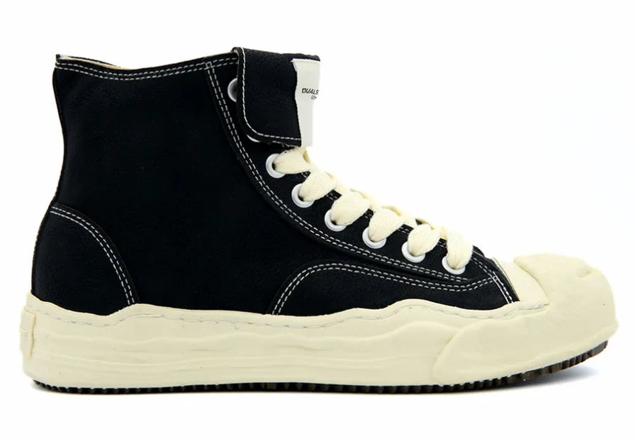 DUALSCAPE Sneakers In Pelle Collo Alto Nero/Panna