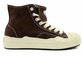 DUALSCAPE Sneakers In Pelle Collo Alto Marrone/Panna