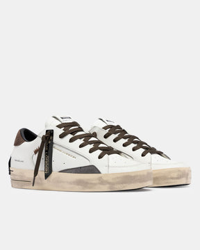 CRIME LONDON Sk8 Deluxe Bianca Talloncino Marrone