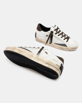 CRIME LONDON Sk8 Deluxe Bianca Talloncino Marrone