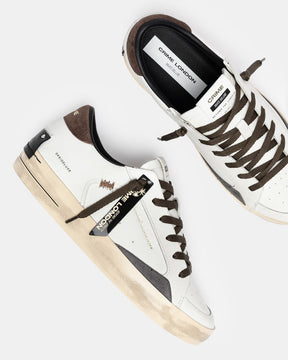 CRIME LONDON Sk8 Deluxe Bianca Talloncino Marrone
