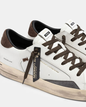 CRIME LONDON Sk8 Deluxe Bianca Talloncino Marrone