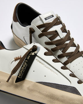 CRIME LONDON Sk8 Deluxe Bianca Talloncino Marrone