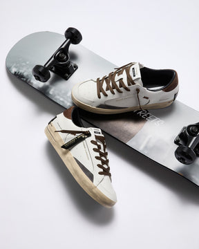 CRIME LONDON Sk8 Deluxe Bianca Talloncino Marrone