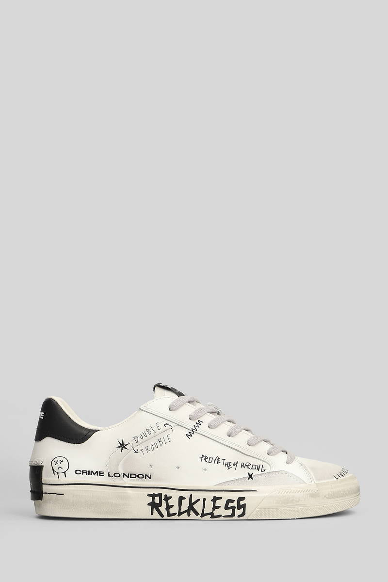 CRIME LONDON Distressed Bianca Con Scritte Nere