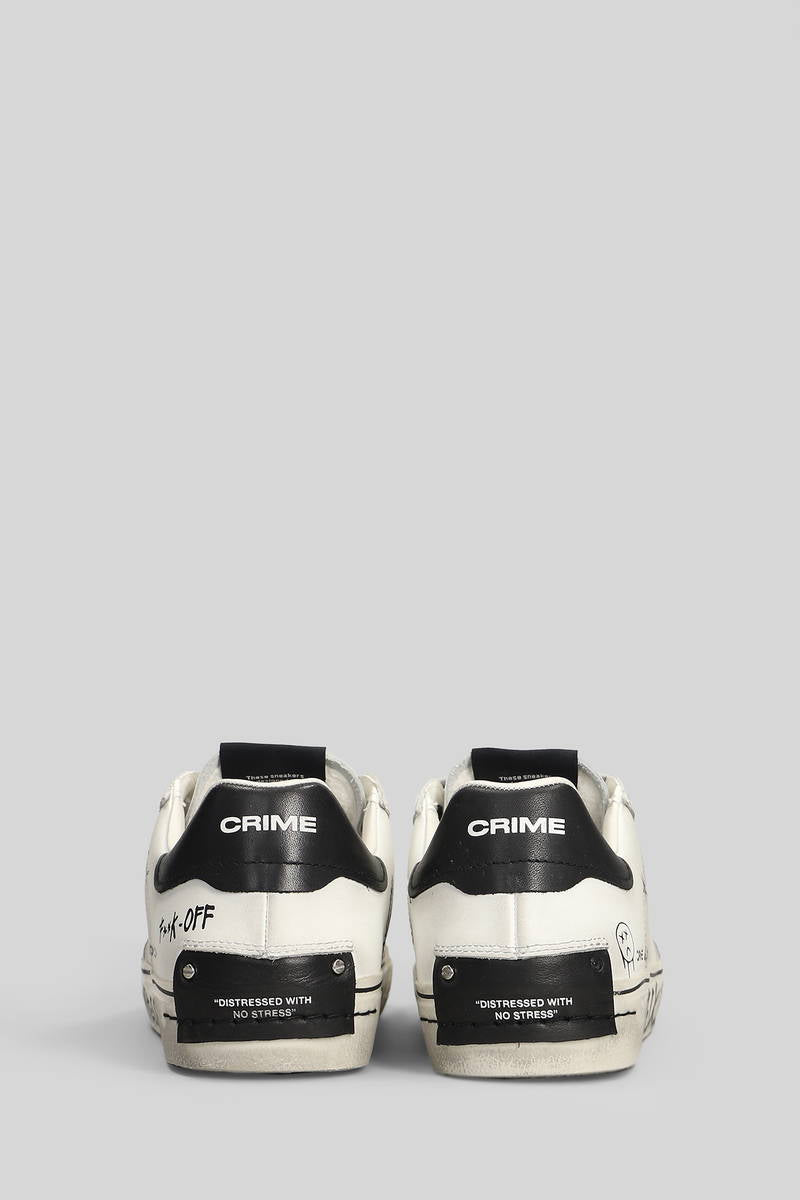 CRIME LONDON Distressed Bianca Con Scritte Nere