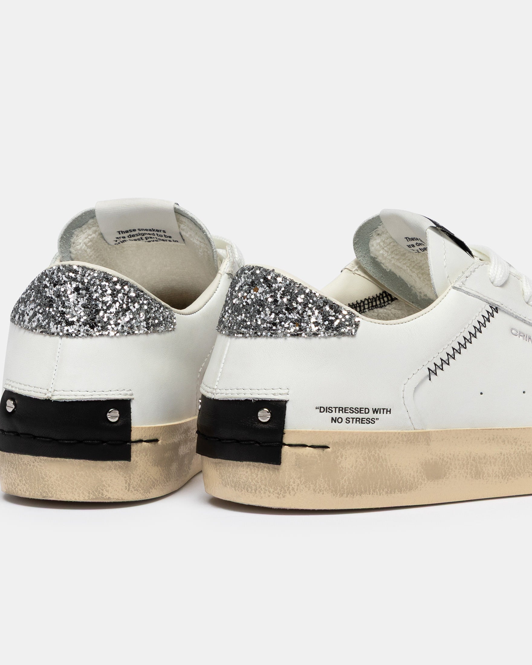 CRIME LONDON Donna Distressed Bianca Con Strass