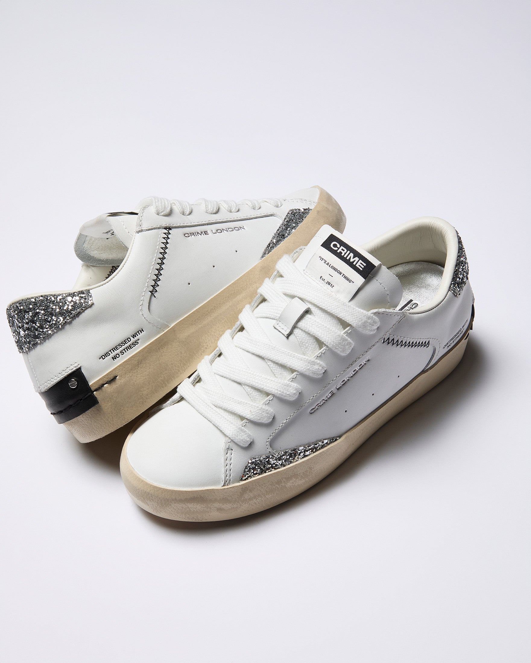 CRIME LONDON Donna Distressed Bianca Con Strass