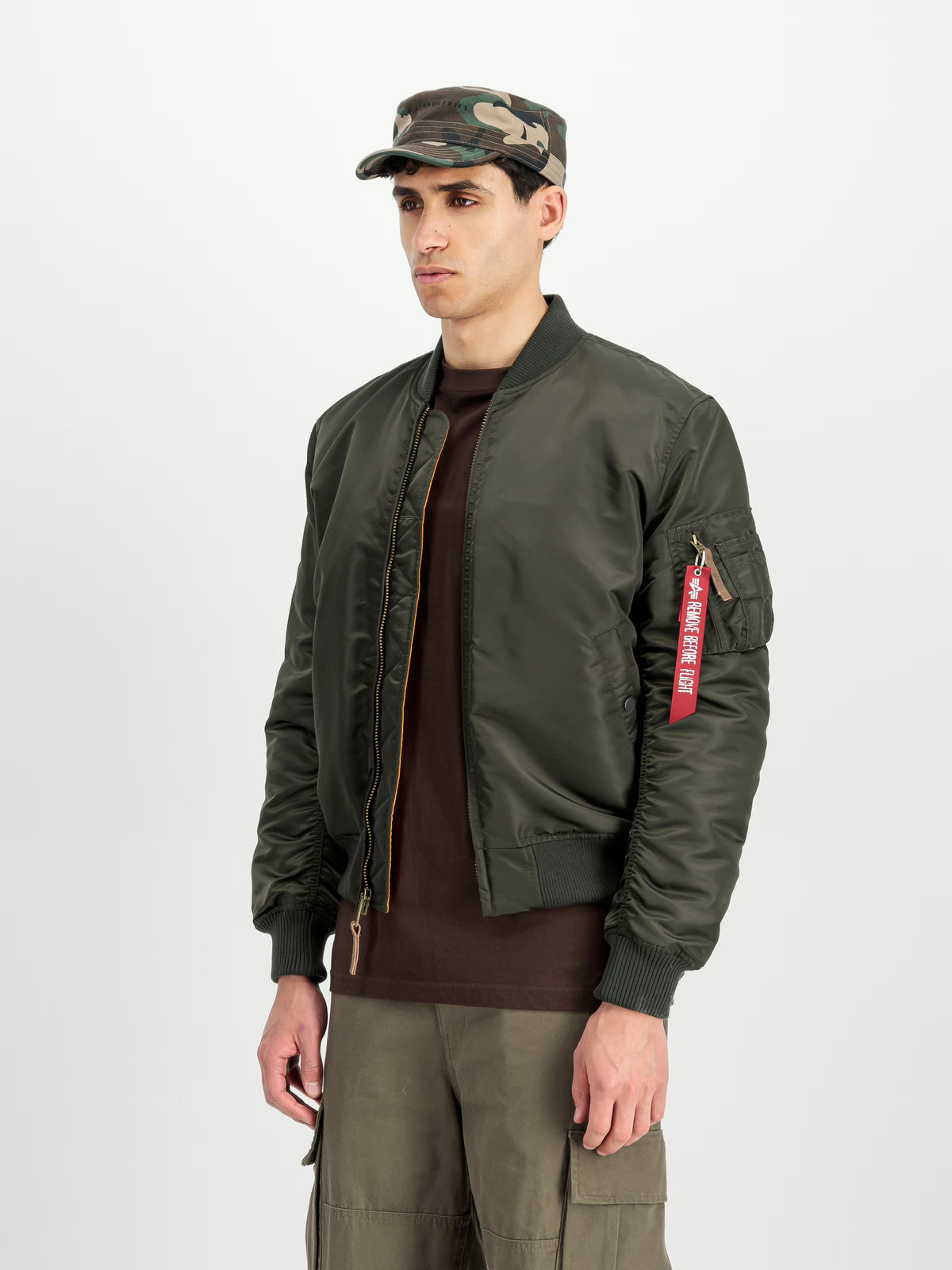 ALPHA INDUSTRIES MA-1 VF 59 Slim Bomber Jacket Senza Cappuccio Verde Militare