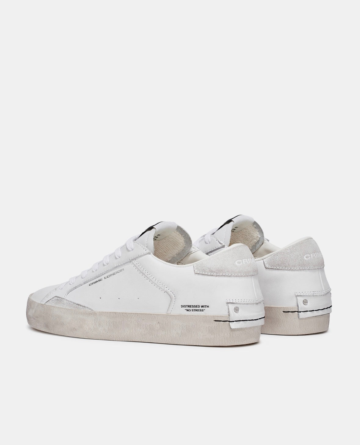 CRIME LONDON Distressed Bianco Talloncino Scamosciato Bianco