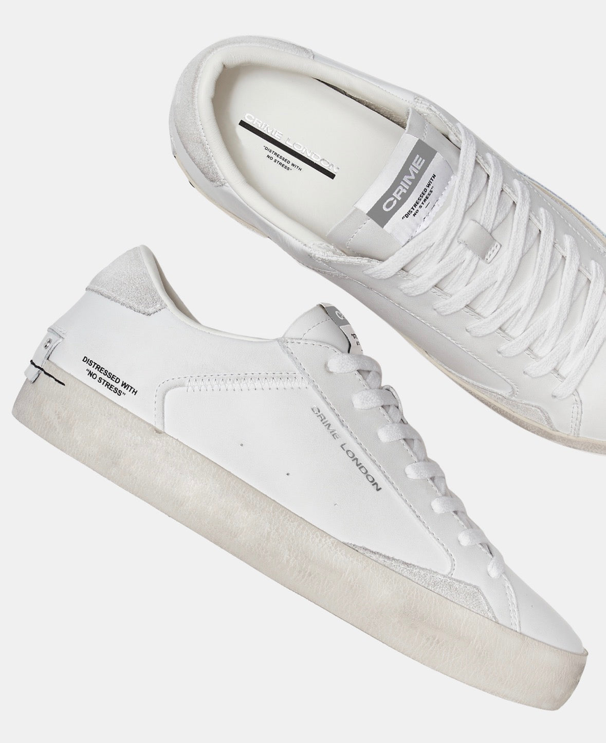 CRIME LONDON Distressed Bianco Talloncino Scamosciato Bianco