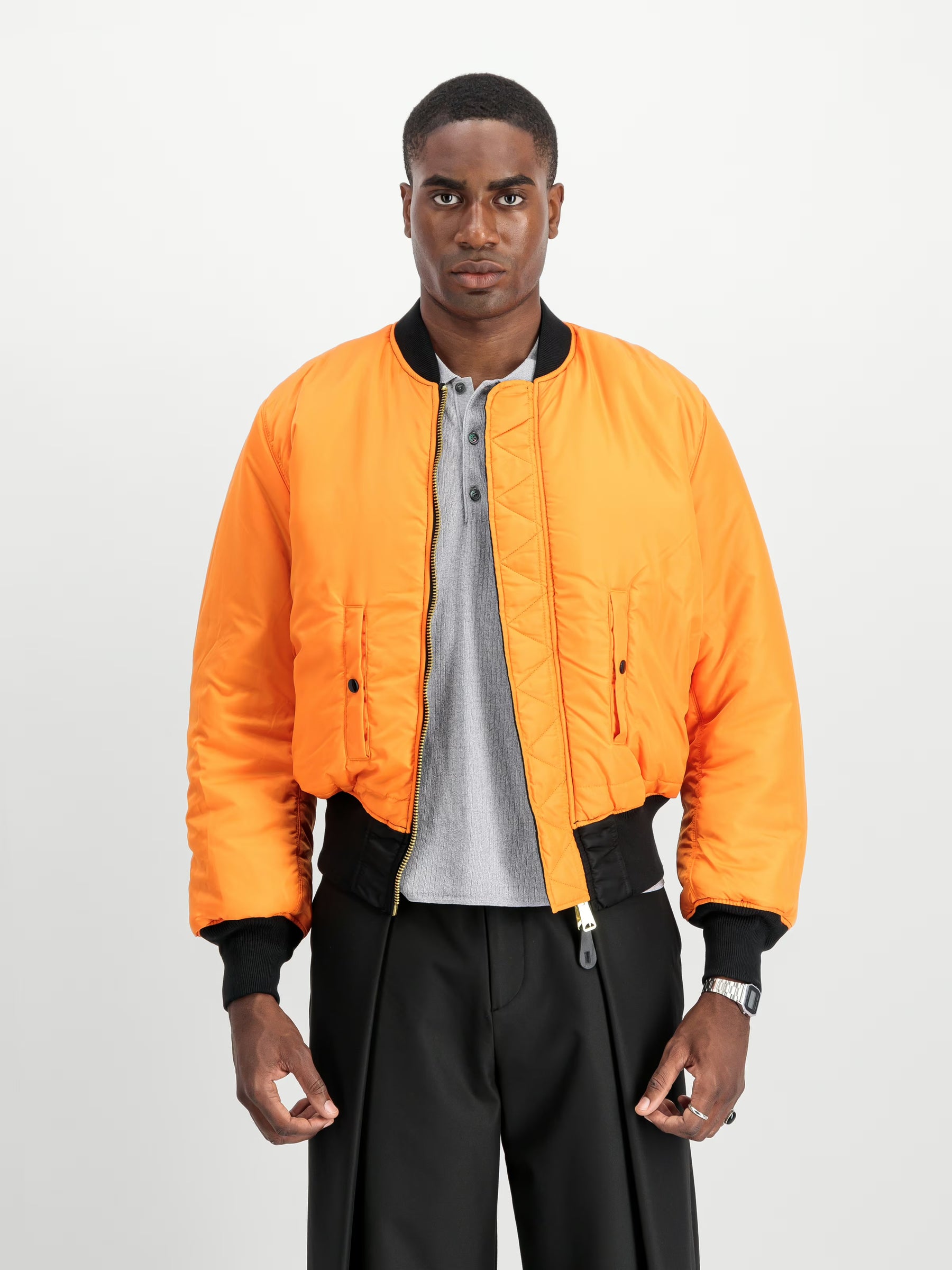 ALPHA INDUSTRIES Jacket Bomber Heritage Senza Cappuccio Reversibile Nero